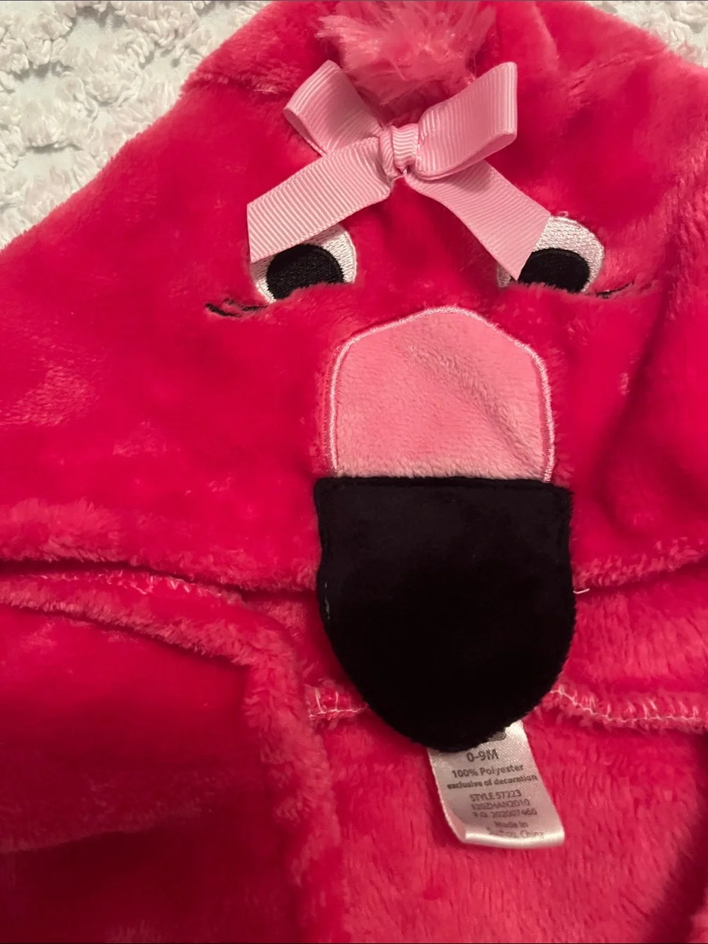 Carter's Bright Pink Flamingo Hooded Robe with Bow Soo Soft!